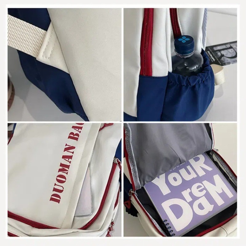 แฟชั่นใหม่เวอร์ชั่นเกาหลีที่เรียบง่ายนักเรียนกระเป๋าเป้สะพายหลังอินเทรนด์ตัดกันตัวอักษรความจุขนาดใหญ่สบายๆอเนกประสงค์คอมพิวเตอร์ - รูปที่ 6