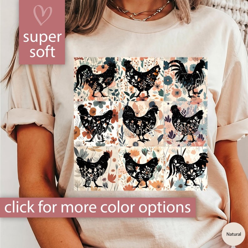Chicken Shirt, Boho Floral Chicken Tshirt Women Chicken T Shirt, Chicken Lover Gift for Chicken Mom,
