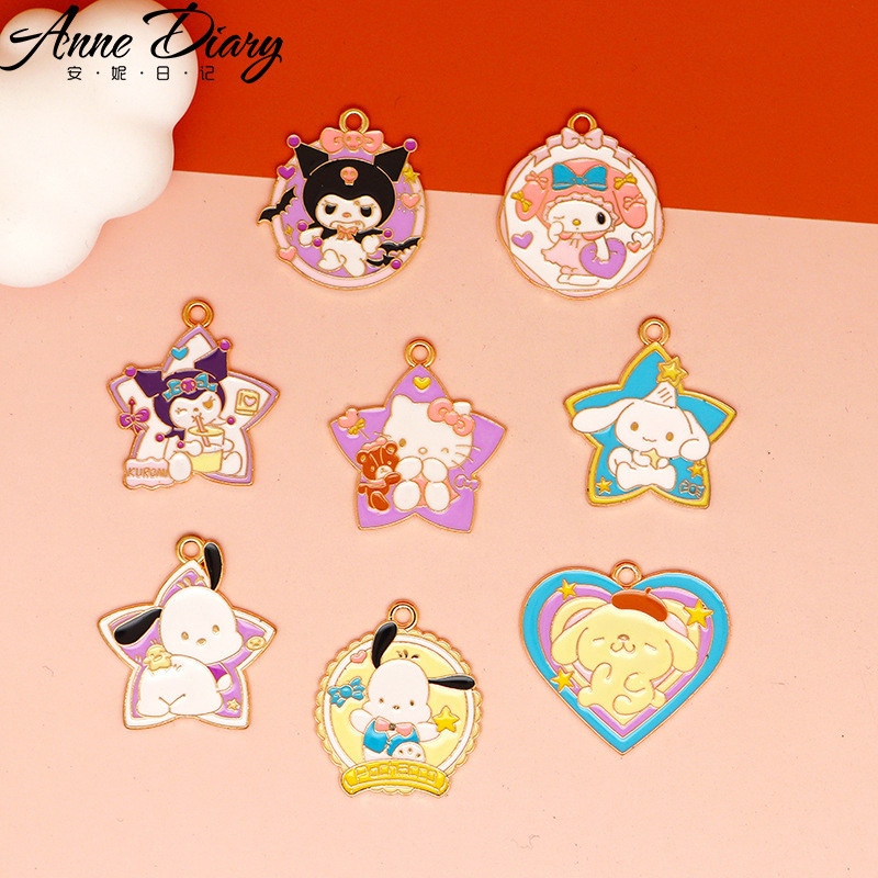 2 ชิ้น/ล็อตการ์ตูน Sanrio Cinnamoroll Melody สัตว์โลหะผสมเคลือบจี้อุปกรณ์เสริม Charms สําหรับผู้หญิง, Key Chain/ต่างหู/สร้อยคอจี้ทําด้วยมือ DIY เครื่องประดับ 105