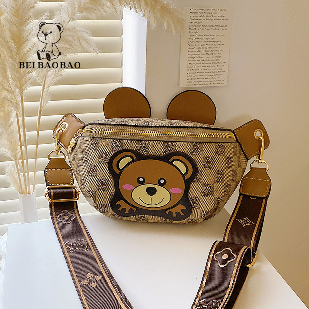 [Bei Baobao] กระเป๋าสะพายข้างหมีน้ำหนักเบารุ่นใหม่-unisex กระเป๋าคาดอกแฟชั่นน้ำหนักเบาสำหรับกีฬาและการพักผ่อน