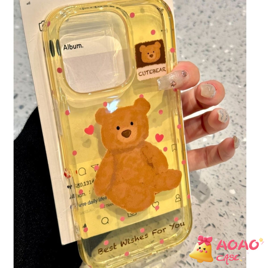 เคสไอโฟน11 สำหรับ iPhone 15 11 13 12 14 Pro Max 8 7 14 15 Plus XR X XS Max SE 2020 ปกม่วงหมีน่ารักตลก