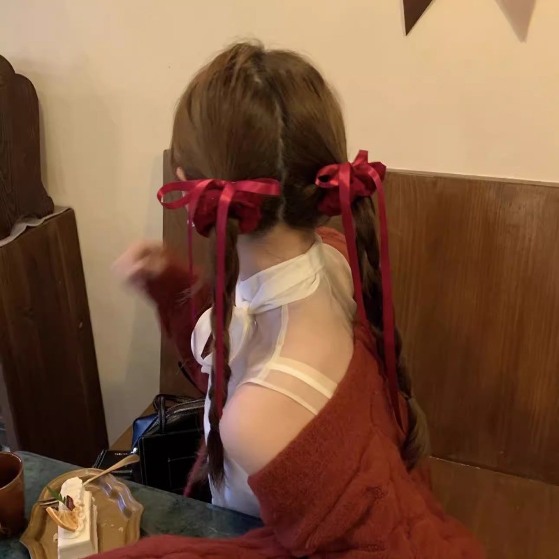 สวัสดีปีใหม่จีนผมหางม้าสีแดงผมแหวนหัวเชือกผูกผม Scrunchies Headwear