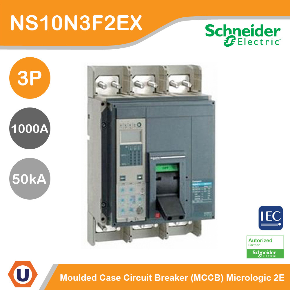 Schneider Moulded Case Circuit Breaker Micrologic 2E 1000A 3P 50kA (แบบมีจอแสดงผล) l NS10N3F2EX
