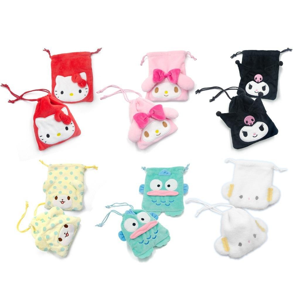 Seventhalf กระเป๋าหูรูด My Melody, สไตล์ญี่ปุ่น Kawaii Hangyodon กระเป๋าเก็บ, น่ารัก Cogimyun Kitty Cat Marumofubiyori Kuromi Drawstring Bag Camping