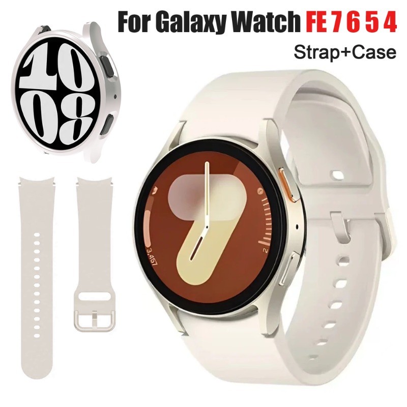 Bands + สําหรับ Samsung นาฬิกา 7 6 5 4 FE 40 มม.44 มม.ซิลิโคนสร้อยข้อมือกีฬา + PC Hollow Hard ป้องกันกรณีสําหรับ Galaxy Watch 7 สายคล้อง + กรณี