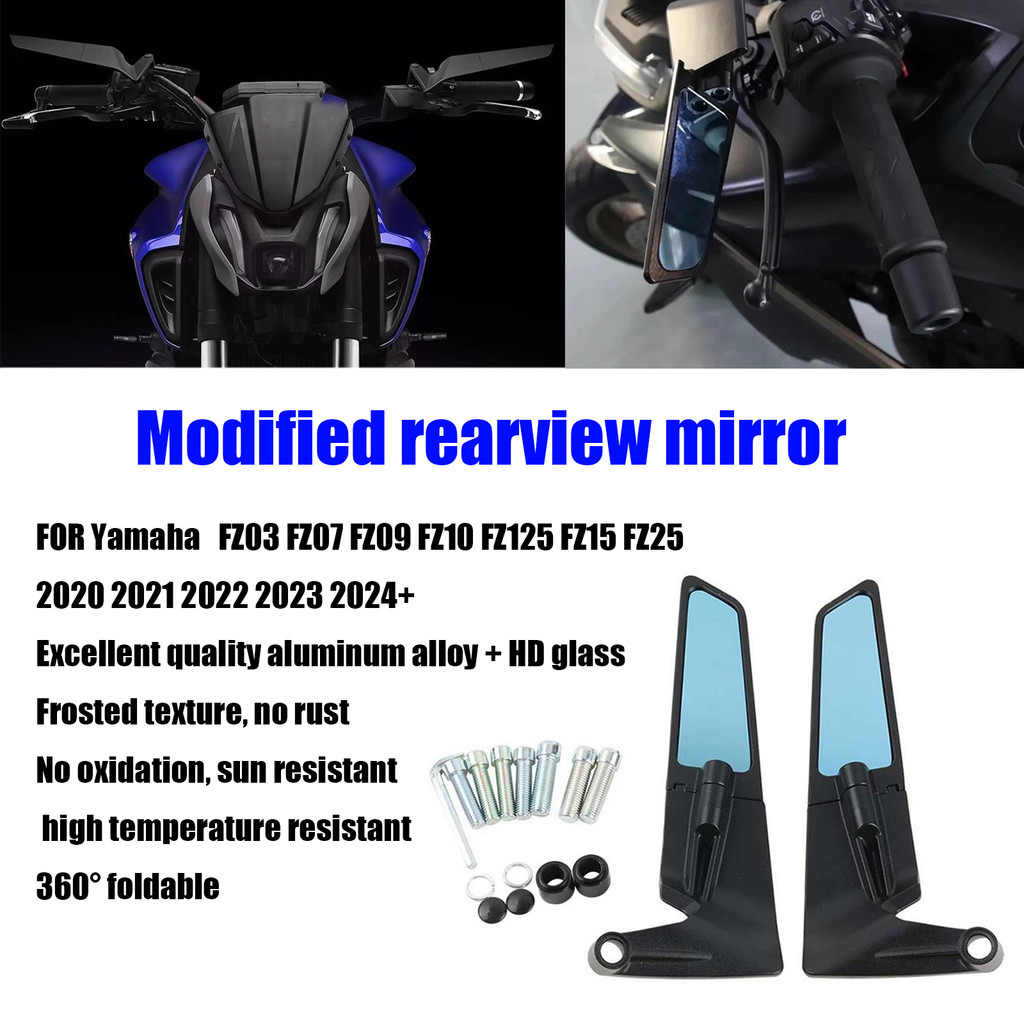 สําหรับYamaha FZ03 FZ07 FZ09 FZ10 FZ125 FZ15 FZ25 2017-2024 + กระจกรถจักรยานยนต์Wind Wingด้านข้างกระ