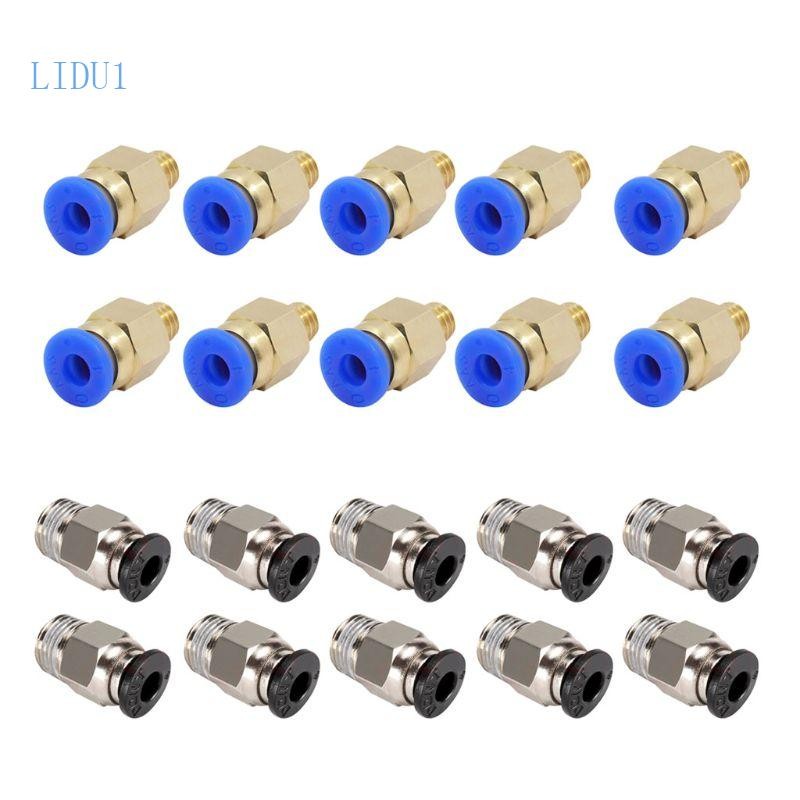 Lidu1 10 ชิ้น PC4-M6 M10 ด้ายชายตรงนิวเมติก Fitting Quick Push to Connect Fitting 3D เครื่องพิมพ์ Extruder อะไหล่