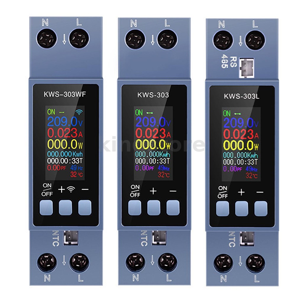 Din Rail AC Monitor KWS-303WF/KWS-303L/KWS-303 8-in-1 100-290V 40A Power Factor ความถี่ KWH Meter Wi