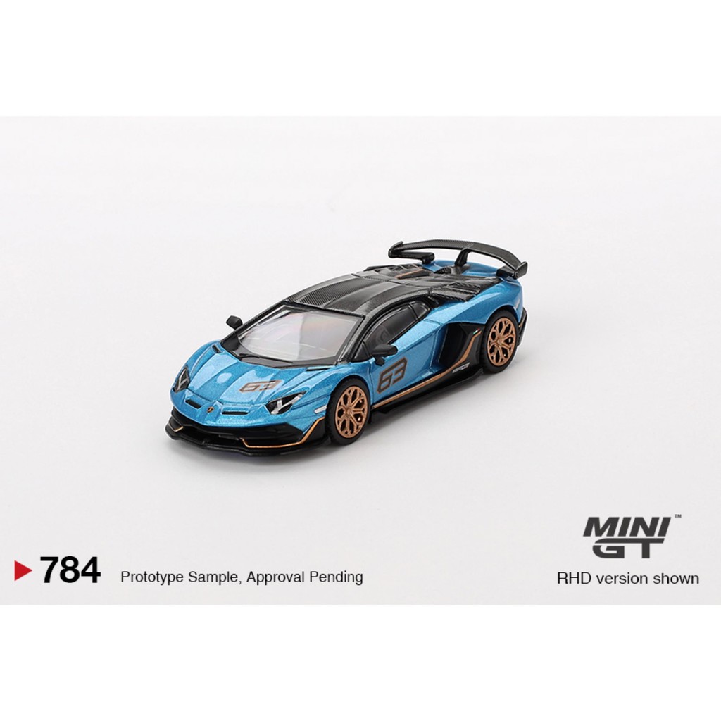 MINIGT 1: 64 Lamborghini Aventador SVJ 63 Blue Daniel Alloy Car รุ่น 784
