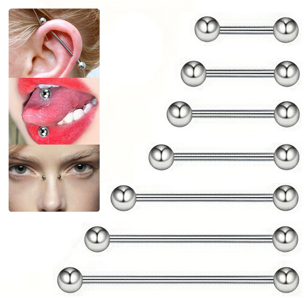 1 PC อุตสาหกรรม Barbell หูเจาะ Studs ผ่าตัดเหล็กสตั๊ดต่างหู 16G/14G กระดูกอ่อนเจาะ