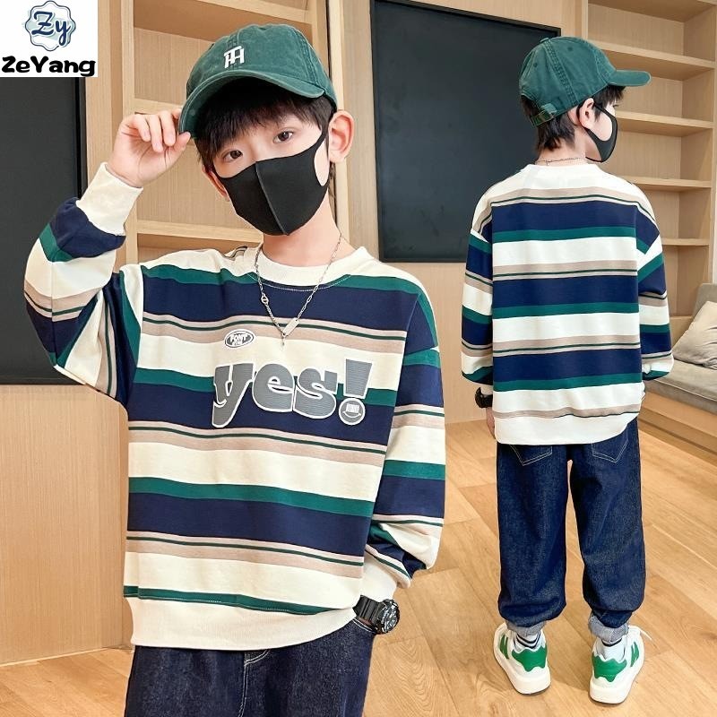 [ZY] 110-170 พร้อมสต็อกเด็กเสื้อลําลองแฟชั่นเสื้อยืดแขนยาวฤดูใบไม้ร่วงฤดูหนาวเด็กลายพิมพ์ยาว T ทั้งหมด @-