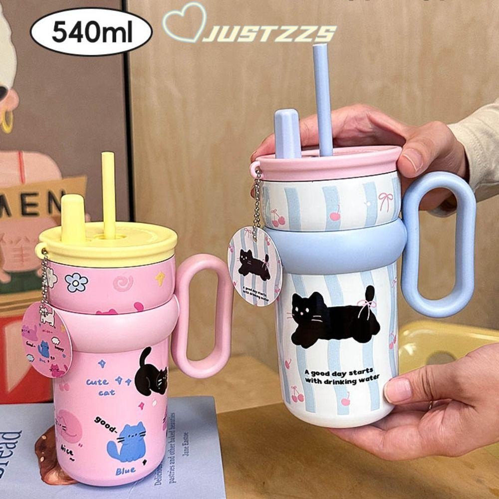 แค่zzs ถ้วยสูญญากาศ,600มล พร้อมที่จับฉนวนถ้วย,หลอดฝาปิดแบบพกพา316ขวดเก็บความร้อนสแตนเลสพนักงานออฟฟิศ