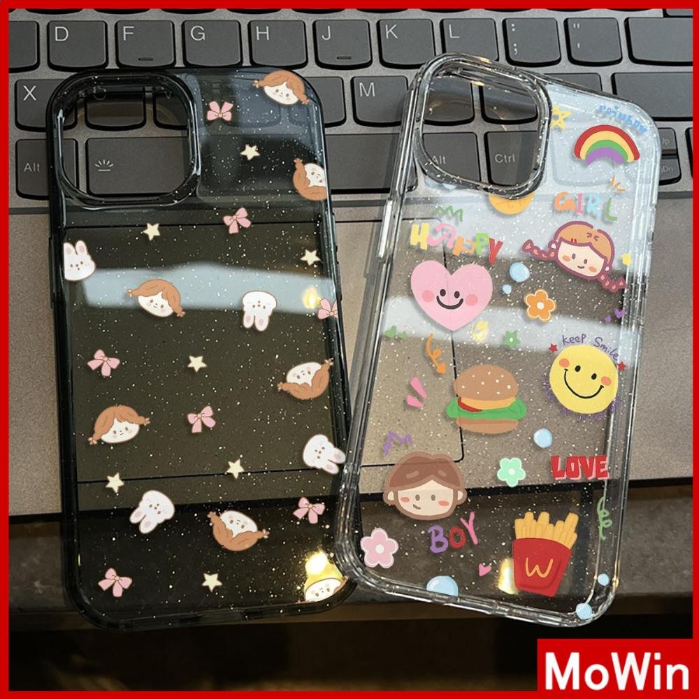 Movin - เคส iPhone 16 Pro Max iPhone 11 เคสใสแบบแวววาว TPU นุ่มสีสันสดใส สาวน้อยแสนสวยน่ารัก Compatible iPhone15 Pro max 14 13 12 Pro max XS XR 7 Plus 8 Plus