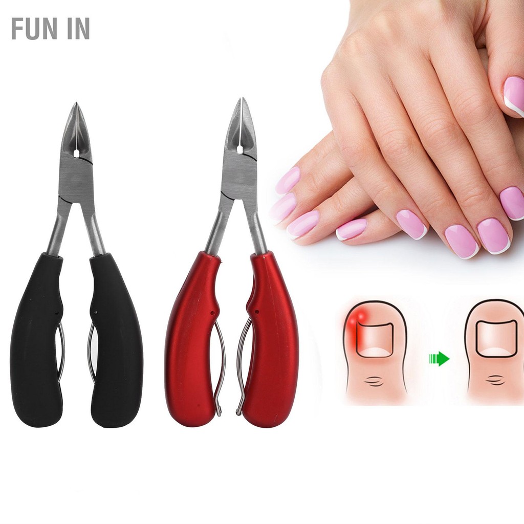Fun IN 2Pcs/Set Paronychia Nail Clippers Pedicure Ingrown Toenail Olecranon Tool Kit