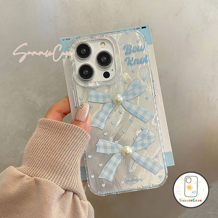 โบว์ เคสไอโฟน หรูหรา แฟนซี สำหรับ IPhone 12 11 15 16 14 13 Pro Max 8Plus 7Plus XR X XS Max 7 8 15 Plus SE เปลือกนิ่ม เคส