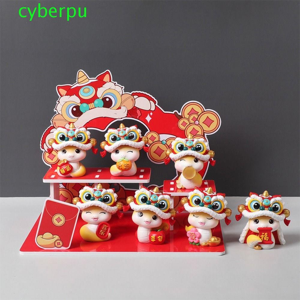 Cyberpulse ตุ๊กตางูการ์ตูน, Creative สไตล์จีน Mini Snake Blessing เครื่องประดับ, ปีงูเรซิ่น Zodiac สัตว์ Lucky Snake ตุ๊กตาเดสก์ท็อปเครื่องประดับ
