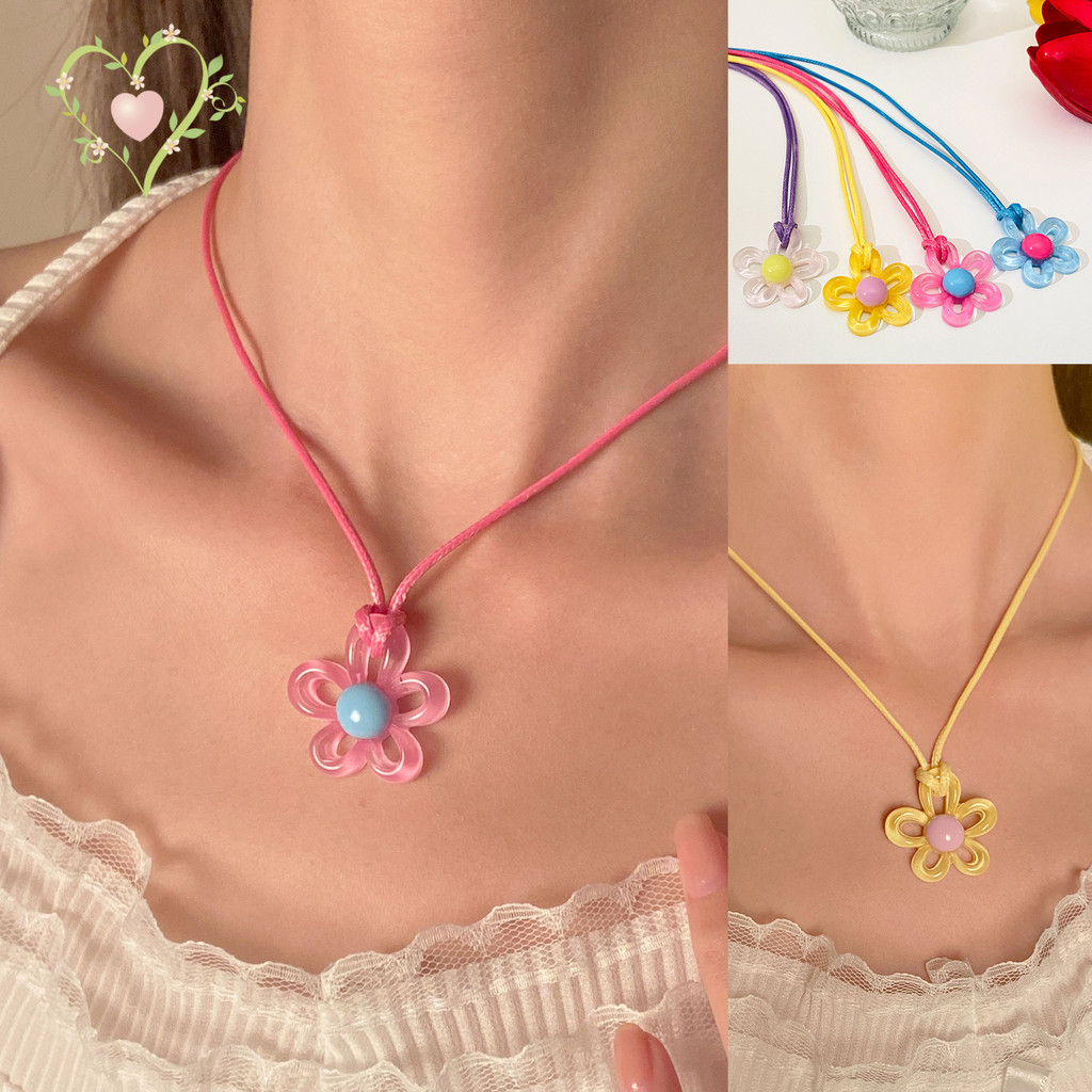 BikiniSexy 💮💮 สร้อยคอ สร้อยคอดอกไม้เล็ก ๆ สีต่างๆ การจับคู่สี ราคาถูก ส่งไวจากไทย