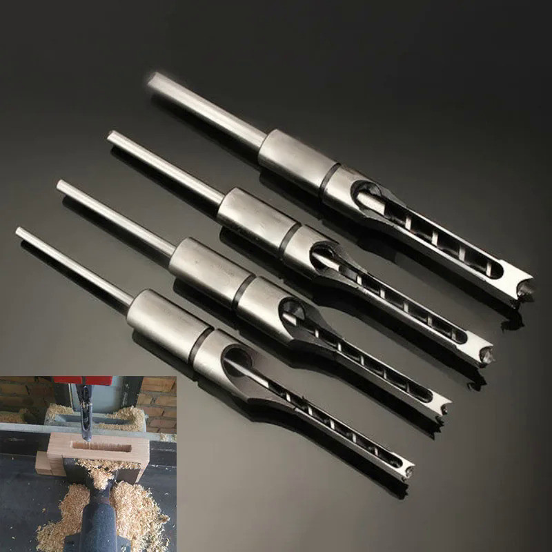 HSS Twist Drill Bits Woodworking Drill Tools Kit Set Square Auger Mortising Chisel Drill Set Square 