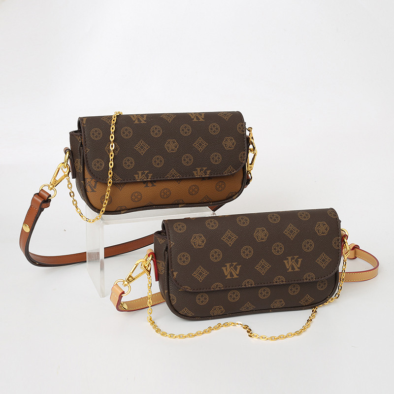 Retro Old Flower Ladies Shoulder Bag Fashion Chain Messenger Bag All-Match Cover Type Small Square Bag