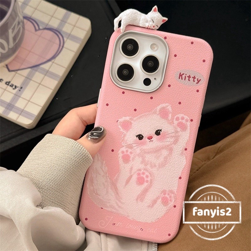 สําหรับrealme C75 C63 C61 C67 C53 C55 C65 หมายเหตุ 60 50C35 C25Y C11 C30s C21Y C15 C12 C31 Narzo 50i 50A Primeปลอกการ์ตูนสีชมพูแมวRetroหรูหราหนังกันกระแทกนุ่ม