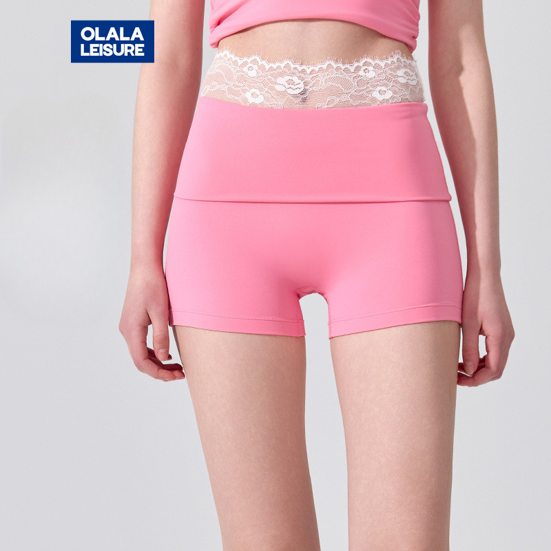 Olala Leisure  Yoga Sports Shorts Lace-stitching 2 Ways Wear