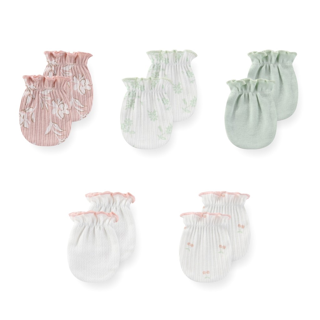 คิดดี้ซูม ทารกแรกเกิด 5 คู่เด็กทารกเด็กผู้หญิงถุงมือผ้าฝ้ายการ์ตูนพิมพ์ 0-6ม อุป