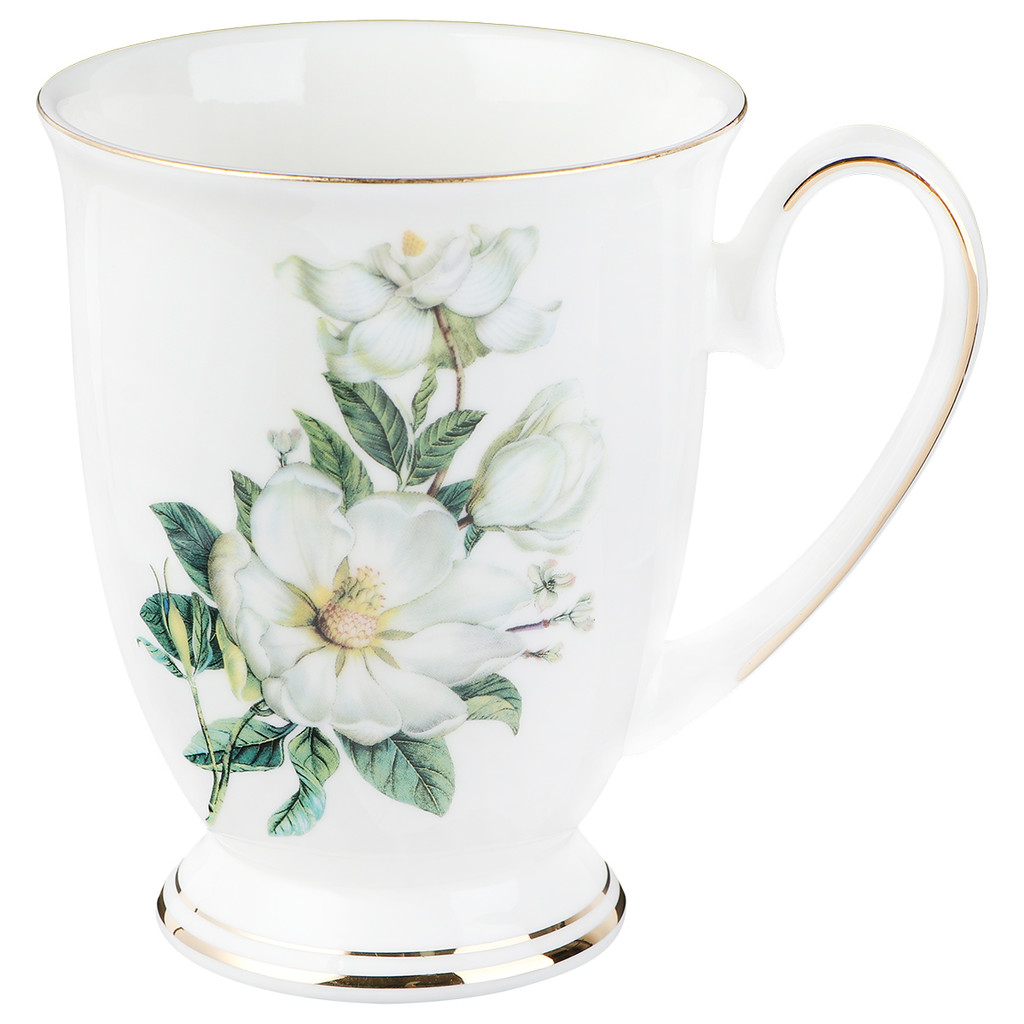 Bone China Mug กาแฟดอกไม้ Latte Cappuccino ชาถ้วยดื่มของขวัญแก้วเซรามิค (350ml)