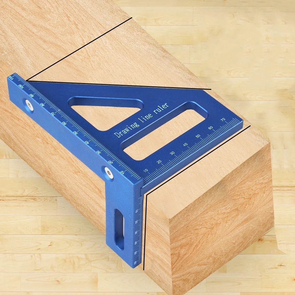 Metric 3D Carpenter Square with 45/90 Degree Plastic Square Protractor Miter Triangle Ruler Multi-An