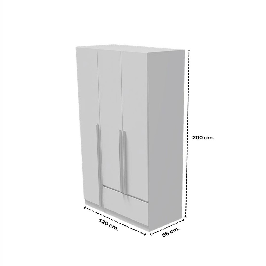 Looms  ชุดตู้เสื้อผ้าบานเปิด รุ่น REMUS B+D สีขาว - รูปที่ 4