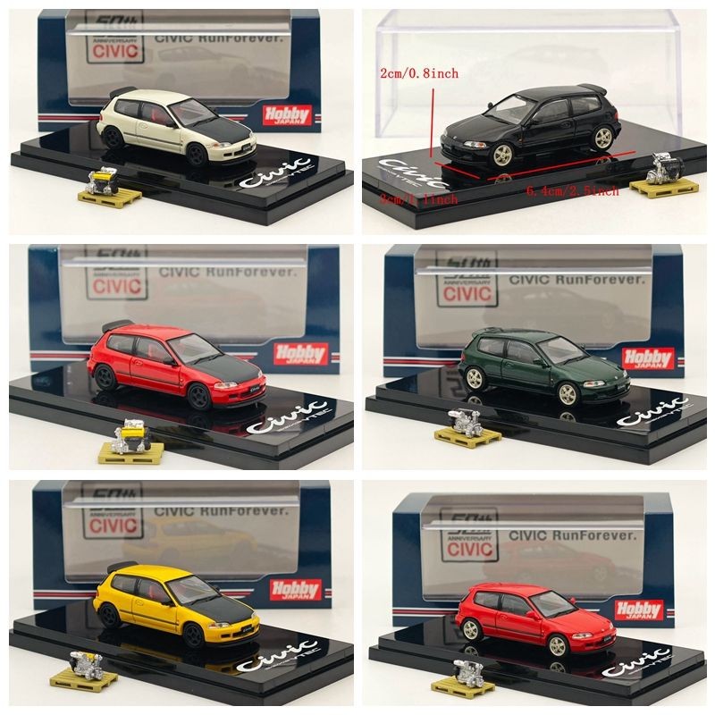 Hobby Japan 1/64 Honda Civic EG6 SiR-S JDM จําลองรถรุ่นพร้อมสต็อกออกจากรุ่นพิมพ์
