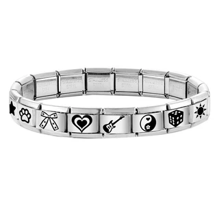 ยอดนิยมรักผีเสื้อสีดําดาวดอกไม้อิตาเลี่ยน Charm Links Fit 9 มม.สร้อยข้อมือสแตนเลสทําเครื่องประดับ
