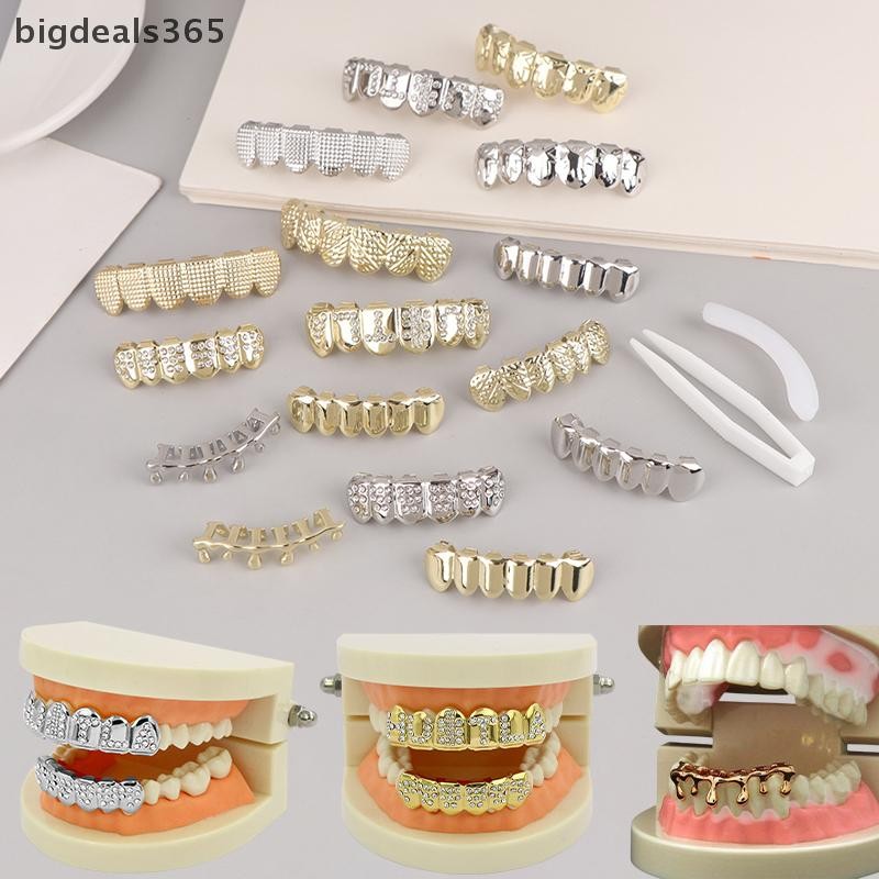 [bigdeals365] Hip Hop Metal Tooth Grillz Gold Silver Color Tooth Grillz Tooth Cap ที่ถอดออกได้ Punk คอสเพลย์ปาร์ตี้ฟันย่างเครื่องประดับทันตกรรมสต็อกใหม่