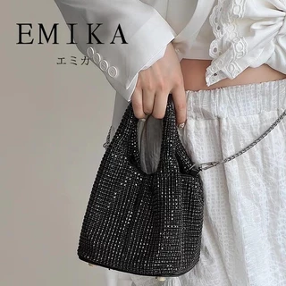 EMIKA กระเป๋าเพชรทรงถุง 5.5นิ้ว กระเป๋าสะพายไหล่ กระเป๋างานเลี้ยง ถือได้ หิ้วได้ หลายสีเลือก