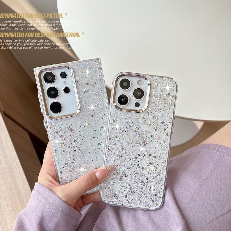 SAMSUNG Glitter เคสซิลิโคนใสสําหรับSamsung Galaxy S25 S24 S23 S20 FE S22 S21 Plus Edge Note 20 Ultra A14 A15 A16 A26 A05s A25 A35 A36 A56 A54 A55 5Gกันกระแทก