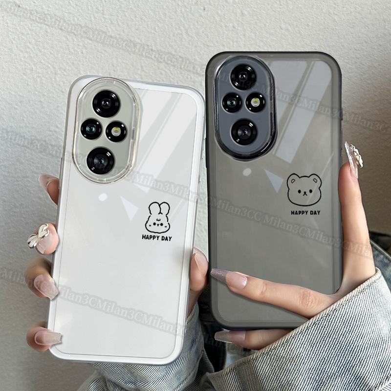 เคส Honor 200 90 เคส Honor 200 Pro เคสลายหมีกระต่าย โปร่งแสง ซิลิโคน เปลือกเรียบง่าย ครอบคลุมทุกด้าน ป้องกันการตกหล่น พร้อมฟิล์มเลนส์