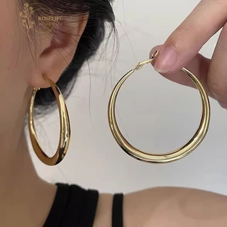 โรสไลฟ์ 1 คู่ 14เค ทองโอ้อวดหยดใหญ่ต่างหูห่วงกลมสําหรับผู้หญิงแฟชั่นหูวงกลมเครื่องประดับ