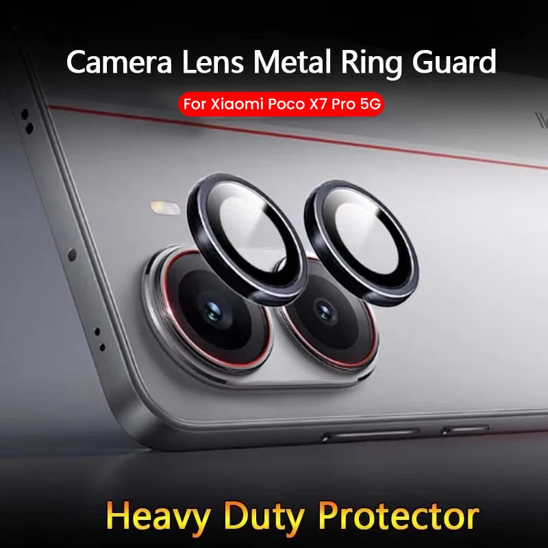 Redmi Turbo 4 Pro กรณี Matel แหวน + 9D กระจกนิรภัยกล้องเลนส์ Protector หมวก Poco X7 Pro F7 Pro F7 Ultra