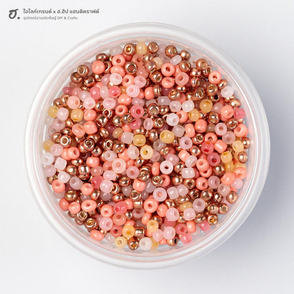 ลูกปัดเม็ดทราย ขนาด 3 มม. คละสี Sparkling Sunset Mix