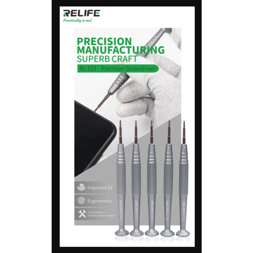 RELIFE RL-722 ไขควง แม่เหล็ก เหมาะสําหรับโทรศัพท์มือถือถอดชิ้นส่วนซ่อมไขควงชุดเครื่องมือ