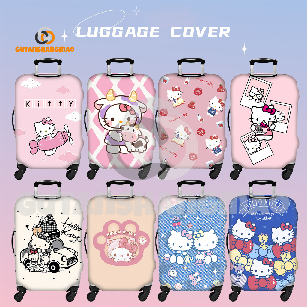 Sanrio HelloKitty กระเป๋าเดินทางล้างทําความสะอาดได้ตัวป้องกันกระเป๋าเดินทางป้องกันรอยขีดข่วนเหมาะกับ 18-32 นิ้ว