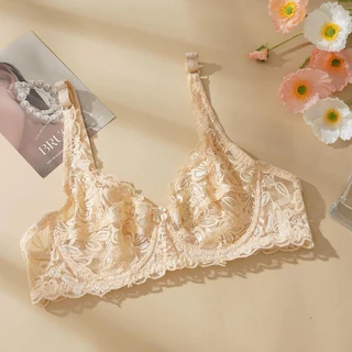 ECMLN Ultra-thin เซ็กซี่ประณีตลูกไม้ผู้หญิง Bras Non-paded Plus ขนาดแหวนเหล็ก Push Up Hollow Out Bralette