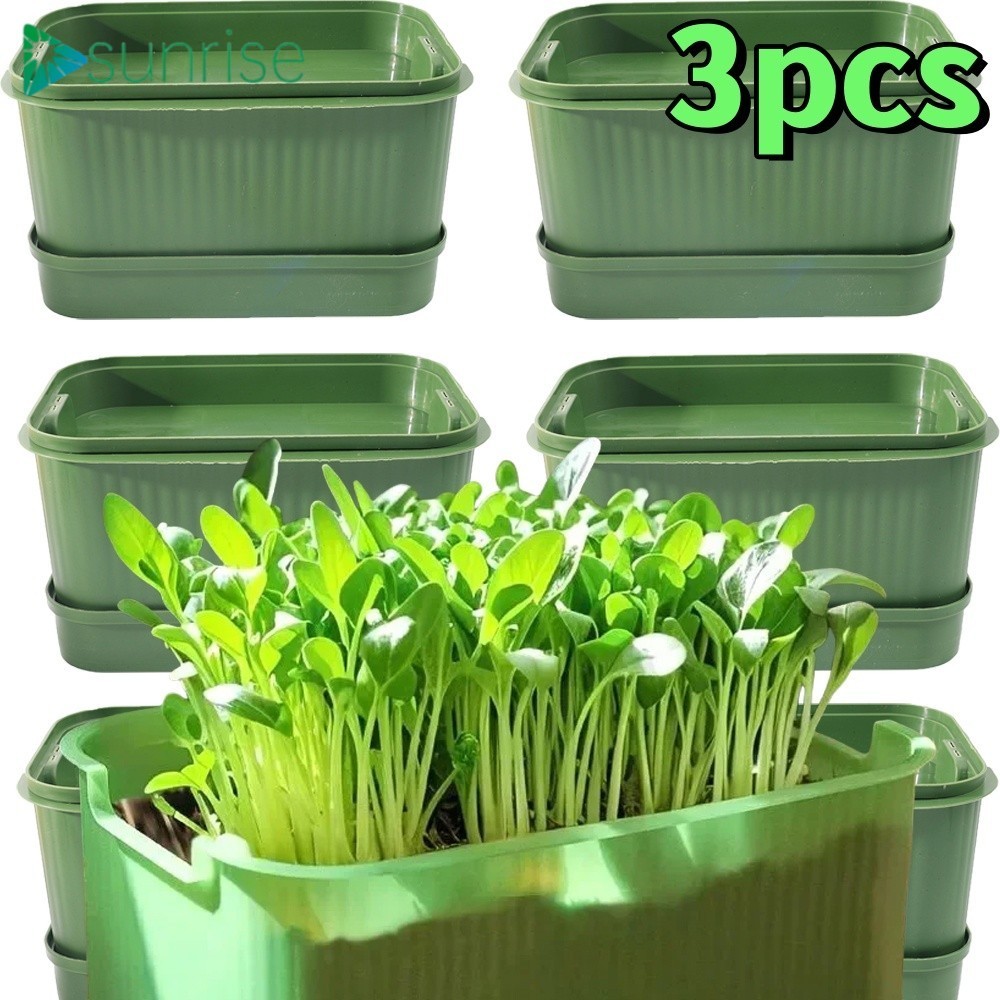 [บ้าน]ถาดเพาะชําพลาสติกแบบไม่แตกหัก | คอนเทนเนอร์ต้นกล้าที่มีรูระบายอากาศ 360, โครงสร้างไม่เปลี่ยนรูปสําหรับทําสวนในร่มและการขยายพันธุ์พืช