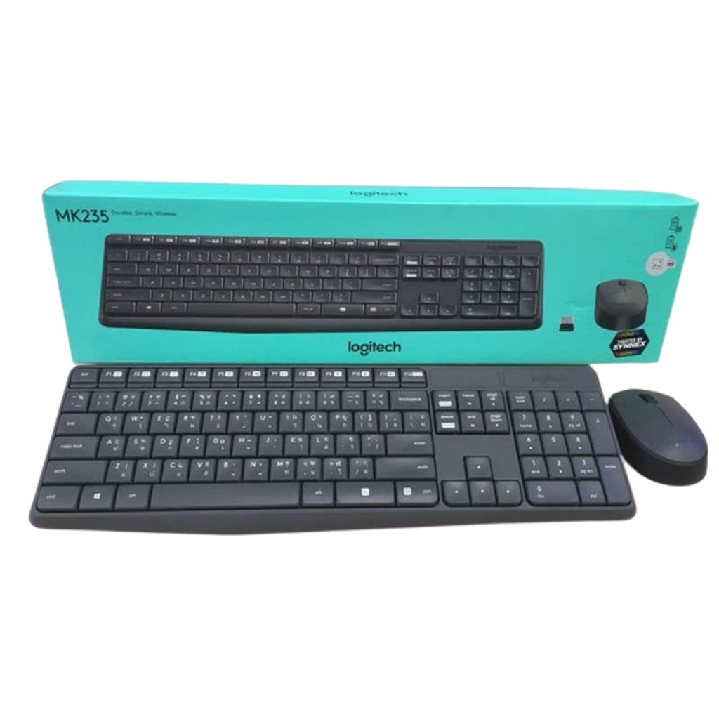 พิมพ์ไว 🛵มีส่งด่วน💨 LOGITECH MK235 คีย์บอร์ดและเมาส์ไร้สาย WIRELESS KEYBOARD&MOUSE TH/EN