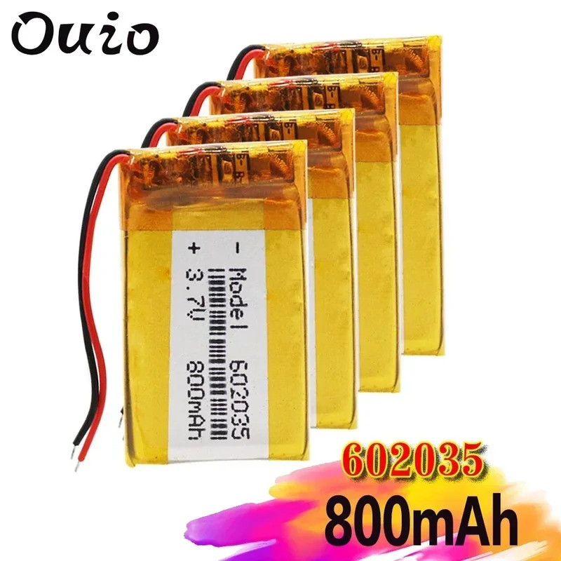 3.7v 602035 800mAh Lithium Li Ion Polymer Rechargeable Battery for DVR GPS Car Tachograph Bluetooth 