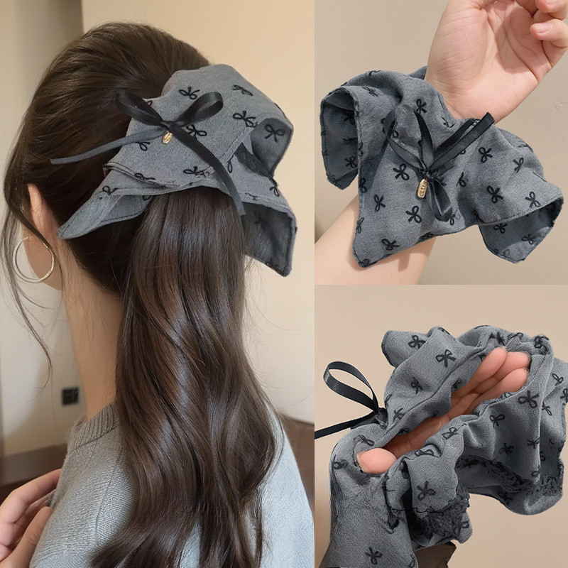 แฟชั่น Bowkont พิมพ์สแควร์เชือกผมผม Scrunchies เครื่องประดับผม
