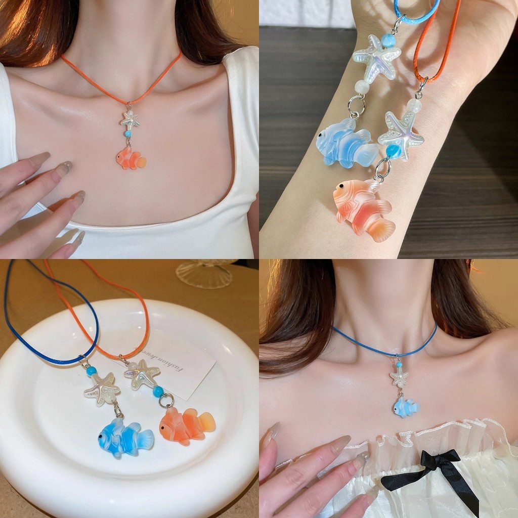 🌞น่ารักมากกก🐟สร้อยคอพร้อมจี้ สร้อยคอแฟชั่น รูปปลาตัวเล็ก เครื่องประดับแฟชั่นเกาหลี COD ราคาขายส่ง ส่งเร็ว