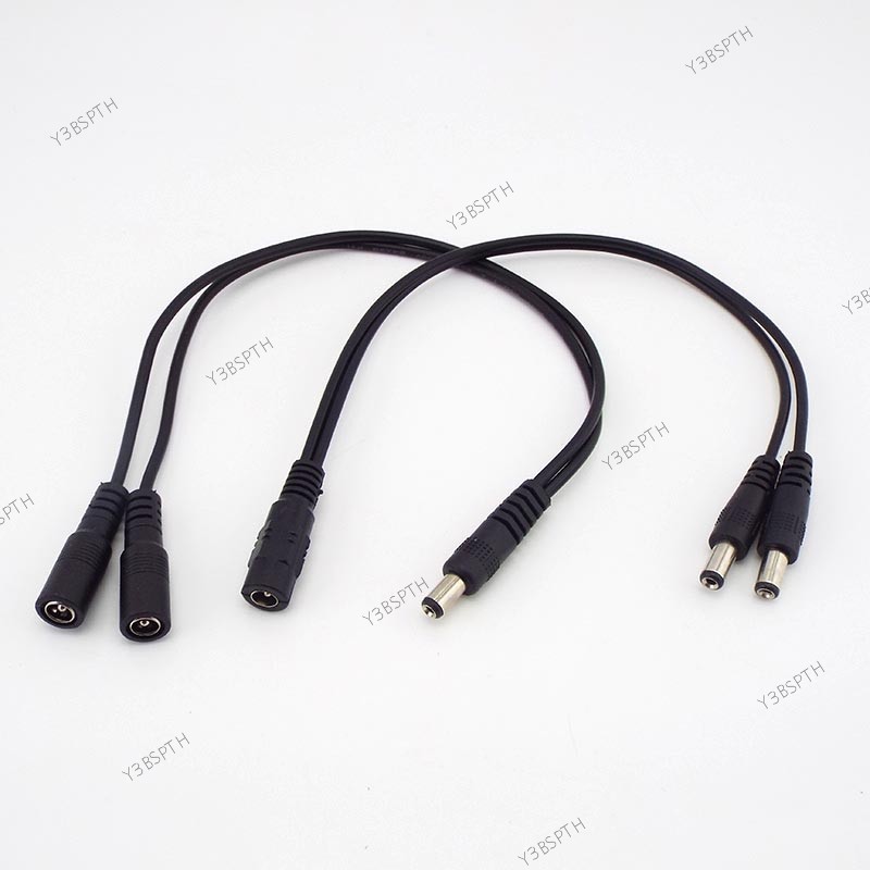 DC 1 ชายหญิง 2 ชายสาย 5.5x2.1 มม.ขั้วต่อแยกปลั๊กสายไฟสําหรับกล้องวงจรปิด LED strip light B3TH