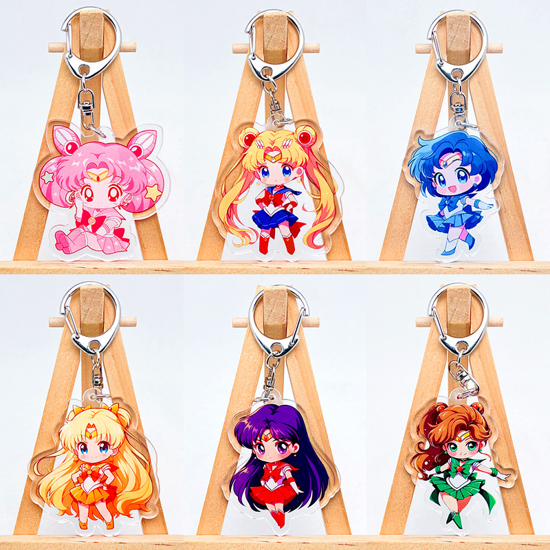 เซเลอร์มูนพวงกุญแจอะคริลิคสองด้านน่ารักสวยการ์เดียนเซเลอร์มูนอะนิเมะจี้ Tsukino Usagi