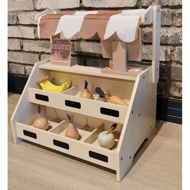 Wooden Role Play Toy Simulated Fruit Store Montessori Kids Toys Role Pretend Vegetable Shop Simulati
