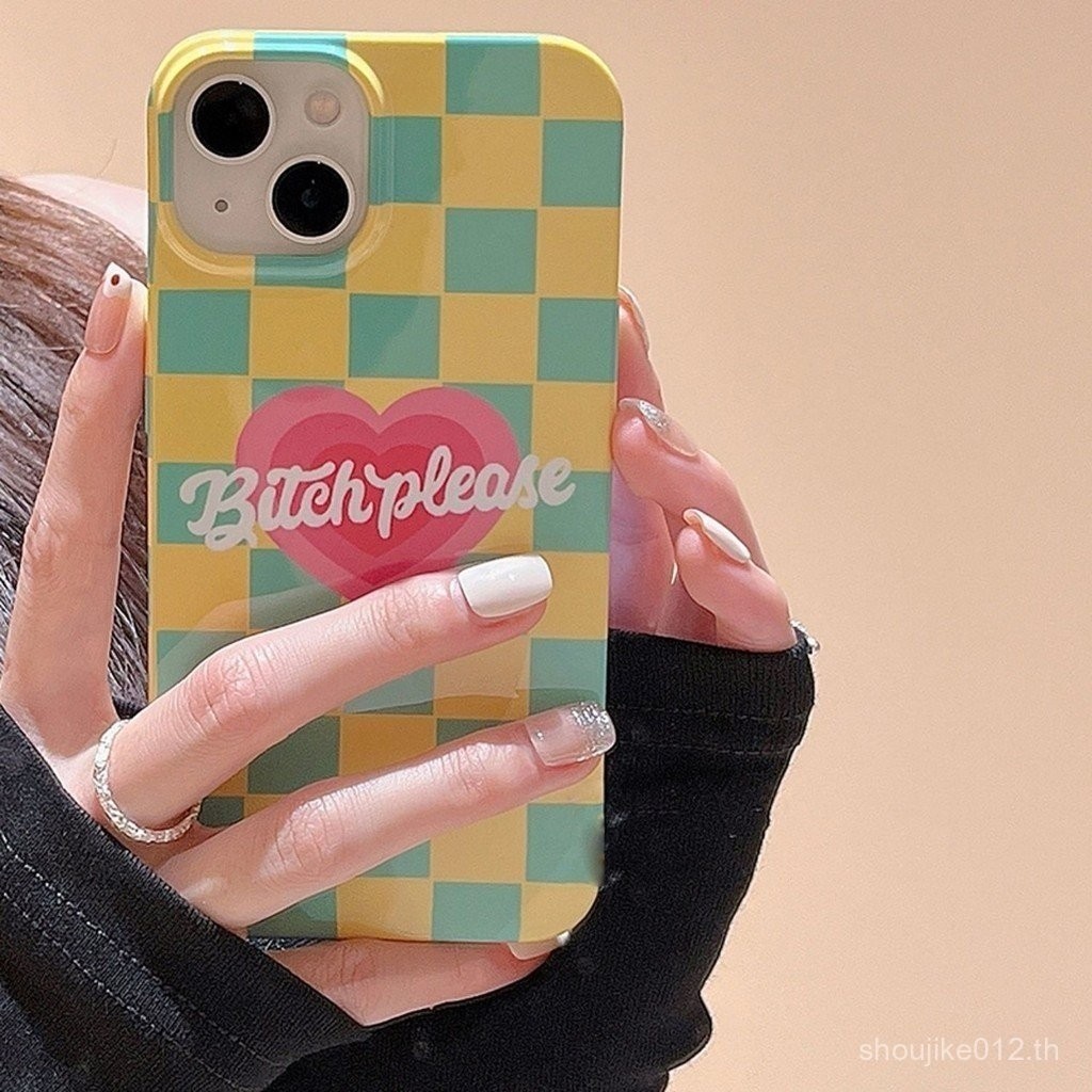 เคสโทรศัพท์สีเหลืองเขียวลายสก๊อตรักเคสป้องกันสำหรับ iPhone 11pro MAX/12pro MAX/iPhone 11 / 12 / 13/14/15pro MAX/x/xr/xs MAX iPhone 14pro/15pro